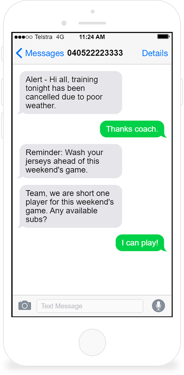 Emails sent show on the mobile as a text message